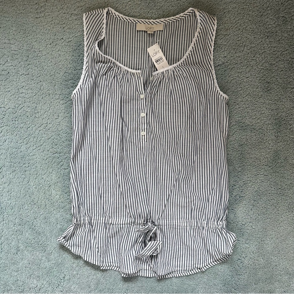 Ann Taylor LOFT | size S | stripes with elastic drawstring waist tie | NWT
